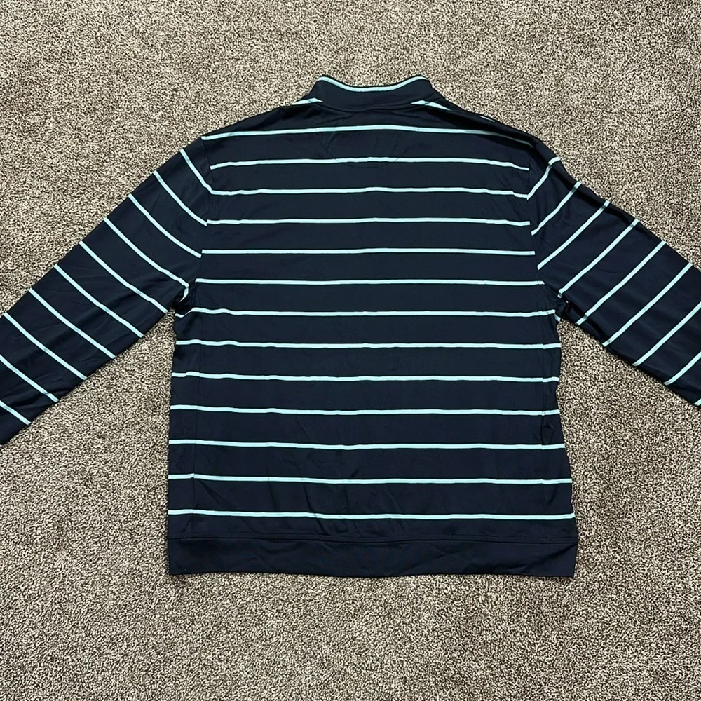 Greg Norman Tasso Elba navy and teal pullover 1/4 zip warm up golf shirt large